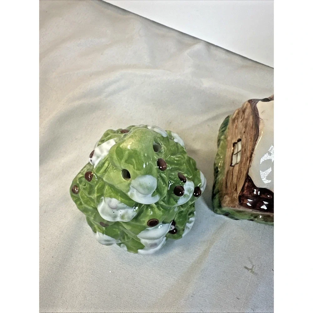 Set of 3 Vintage Holiday Time Ceramic Salt &Pepper Shakers Moose/Tree/Cabin Set